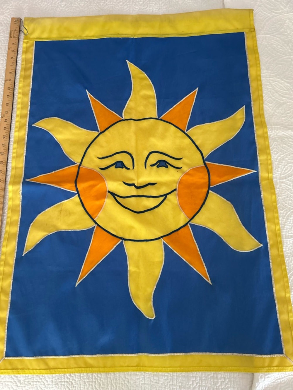 Handcrafted Sunburst Garden Flag - Blue, Yellow & Orange